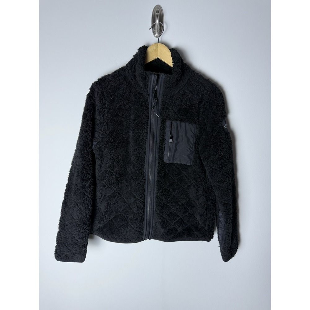 Calvin Klein Performance Jacket Womens M Black Fleece‎ Full Zip Hooded Logo